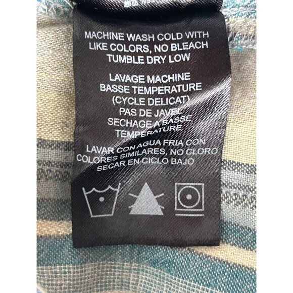 Kuhl Shirt Mens Large Short Sleeve Button Up Blue Plaid Linen Cotton Outdoors - Picture 12 of 12